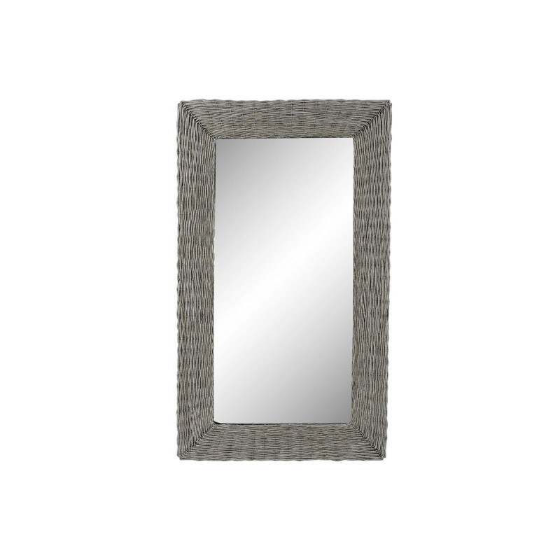 DKD Home Decor Wicker Gray Cottage Wall Mirror (87 x 4 x 147 cm) - Article for the home at wholesale prices