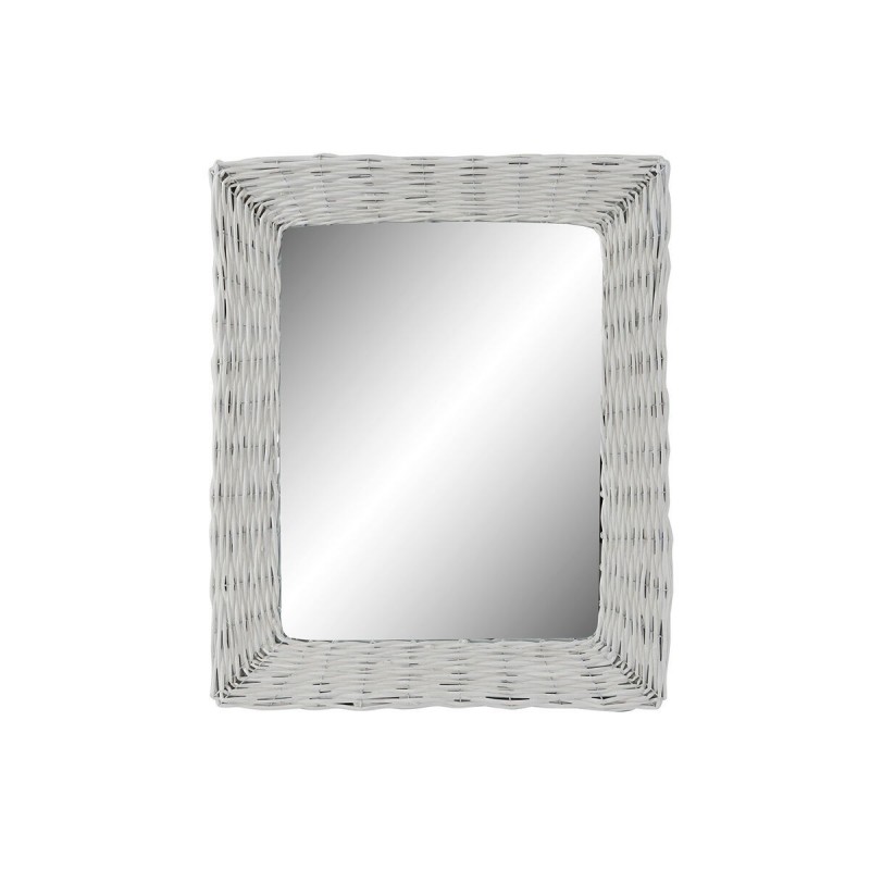 Miroir mural DKD Home Decor Verre MDF Blanc osier Cottage (53 x 63 x 4 cm) (53,5 x 4 x 62,5 cm) à prix de gros - Article pour la maison à prix grossiste