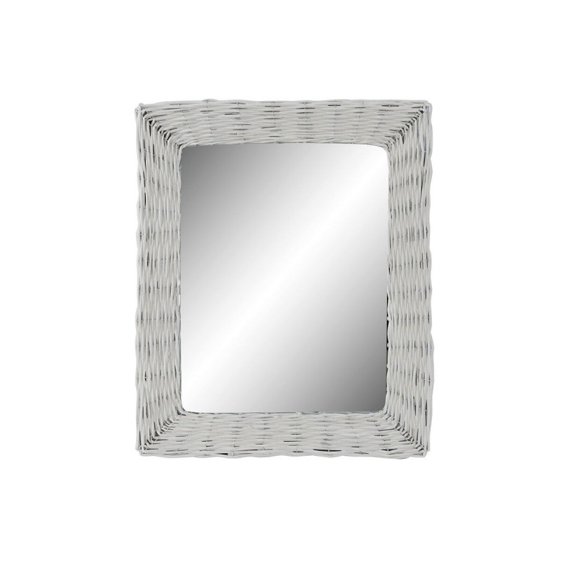 Wall mirror DKD Home Decor Glass MDF White wicker Cottage (53 x 63 x 4 cm) (53.5 x 4 x 62.5 cm) - Article for the home at wholesale prices