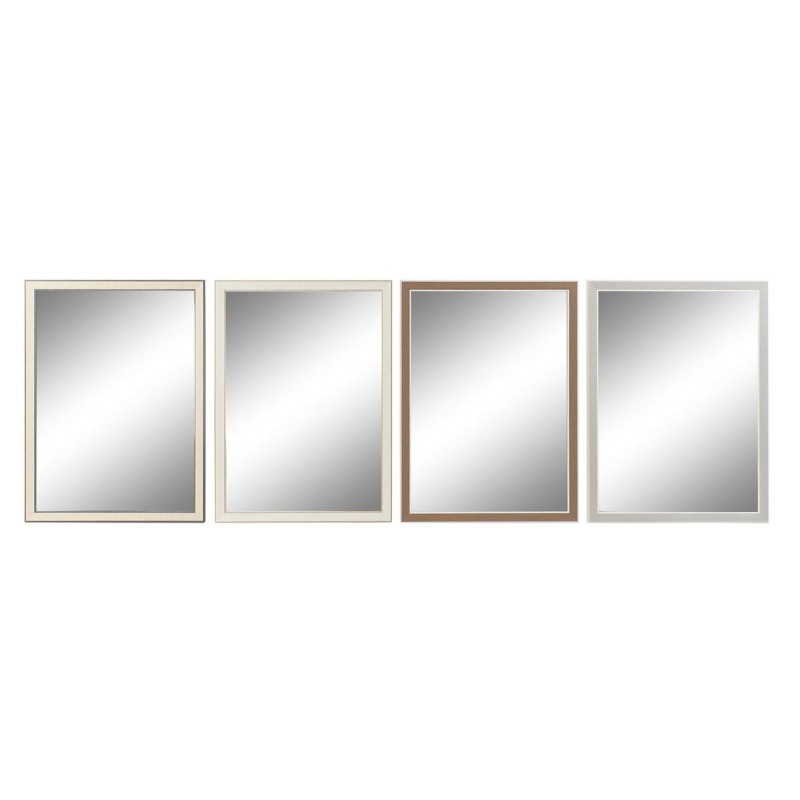 Miroir mural DKD Home Decor Verre Gris Marron Blanc PS Traditionnel 4 Unités (56 x 2 x 76 cm) - Article pour la maison à prix de gros