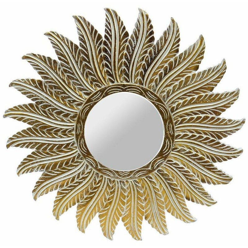 Miroir mural DKD Home Decor Verre Plumes Doré Aluminium Bois de manguier Indien (90 x 3 x 90 cm) - Article pour la maison à prix grossiste