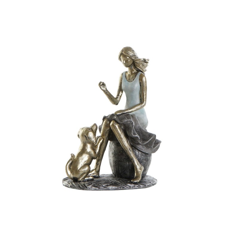 Decorative Figurine DKD Home Decor Woman Blue Gold Modern Resin (13 x 8.5 x 17.5 cm) - Article for the home at wholesale prices