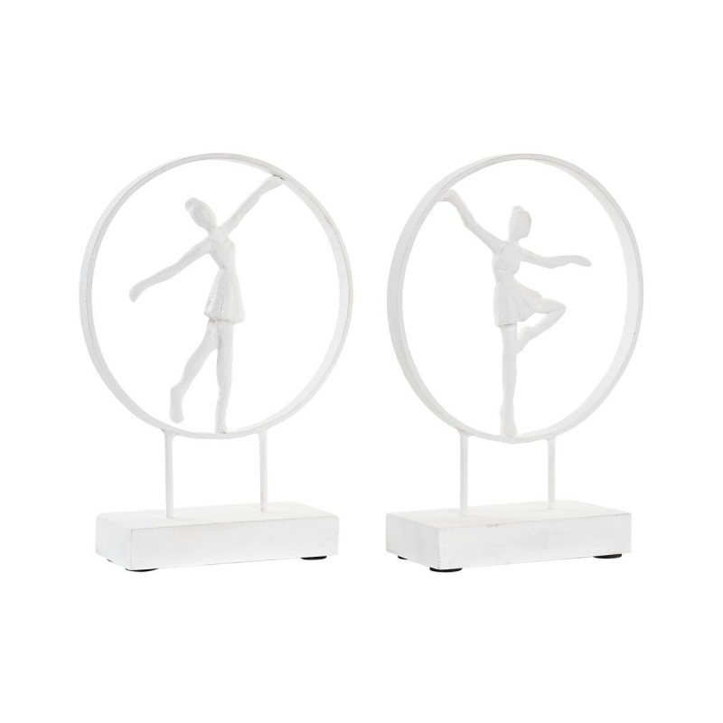 Figurine Décorative DKD Home Decor Ballerine Aluminium Blanc Bois de manguier Moderne (23 x 9 x 33 cm) (2 Unités) - Article pour la maison à prix grossiste