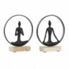 Figurine Décorative DKD Home Decor Noir Marron Aluminium Bois de manguier Yoga Moderne (23 x 10 x 27 cm) (2 Unités) - Article pour la maison à prix grossiste