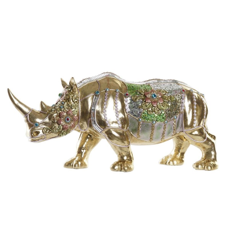 Decorative Figurine DKD Home Decor Gold Resin Multicolor Rhinoceros (55 x 17.5 x 25 cm) - Article for the home at wholesale prices