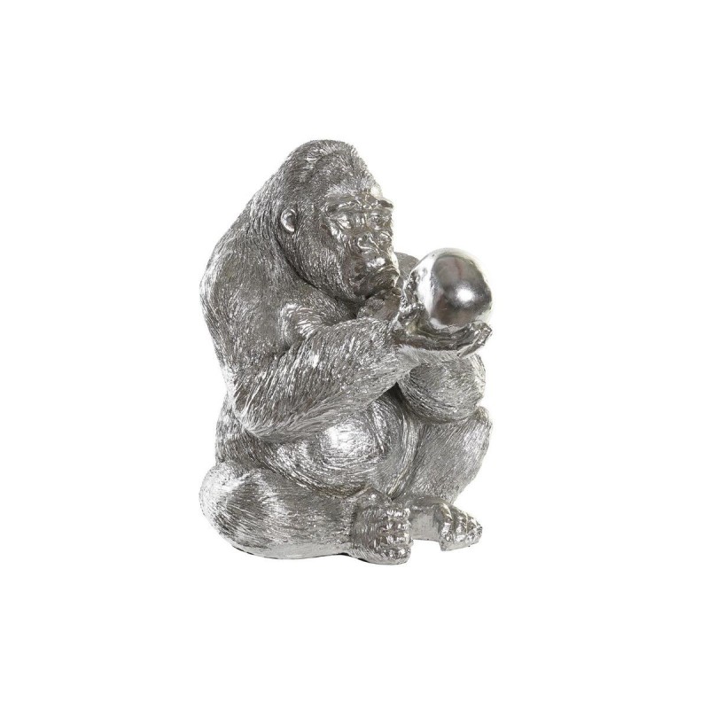 DKD Home Decor Silver Resin Gorilla Figure (38.5 x 33 x 43.5 cm) - Article for the home at wholesale prices