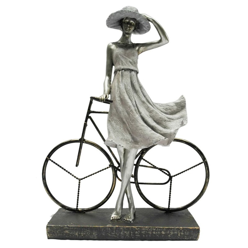 Decorative Figurine DKD Home Decor Silver Woman Bicycle Metal Resin (27.5 x 9.5 x 34.5 cm) - Article for the home at wholesale prices