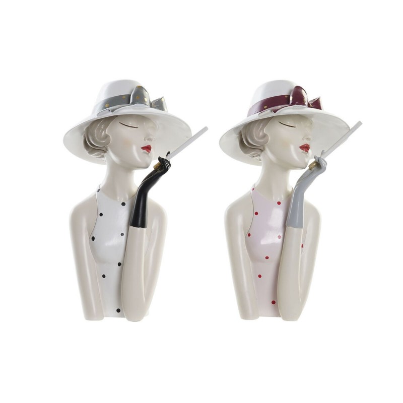 Figurine Décorative DKD Home Decor Rose Blanc Résine Fashion Girls (18,5 x 15 x 31 cm) (2 Unités) à prix grossiste - Figurine à prix de gros