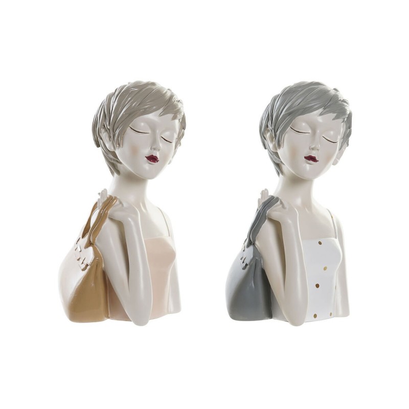 Figurine Décorative DKD Home Decor Rose Blanc Résine Fashion Girls (15 x 15 x 27,5 cm) (2 Unités) - Article pour la maison à prix grossiste