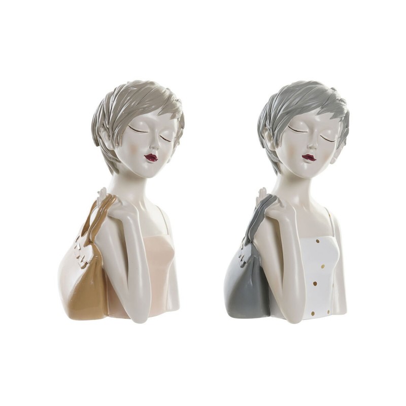 Figurine Décorative DKD Home Decor Rose Blanc Résine Fashion Girls (15 x 15 x 27,5 cm) (2 Unités) à prix de gros - Article pour la maison à prix grossiste