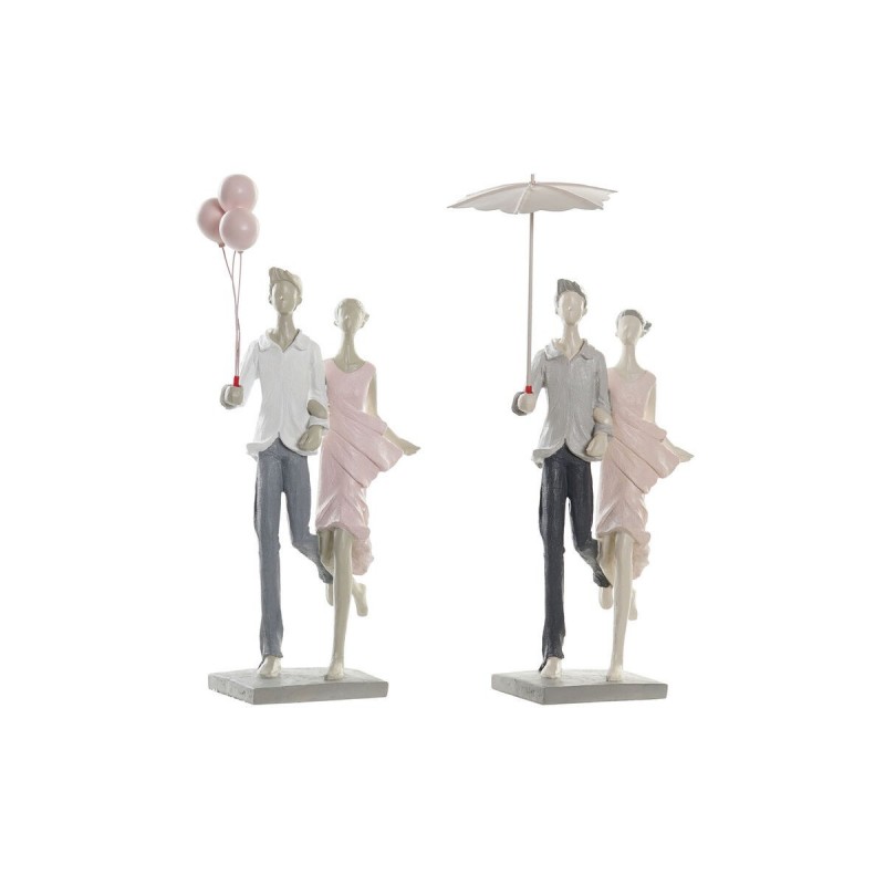 Decorative Figurine DKD Home Decor Grey Pink Resin (2 Units) (18 x 10 x 37 cm) - Article for the home at wholesale prices