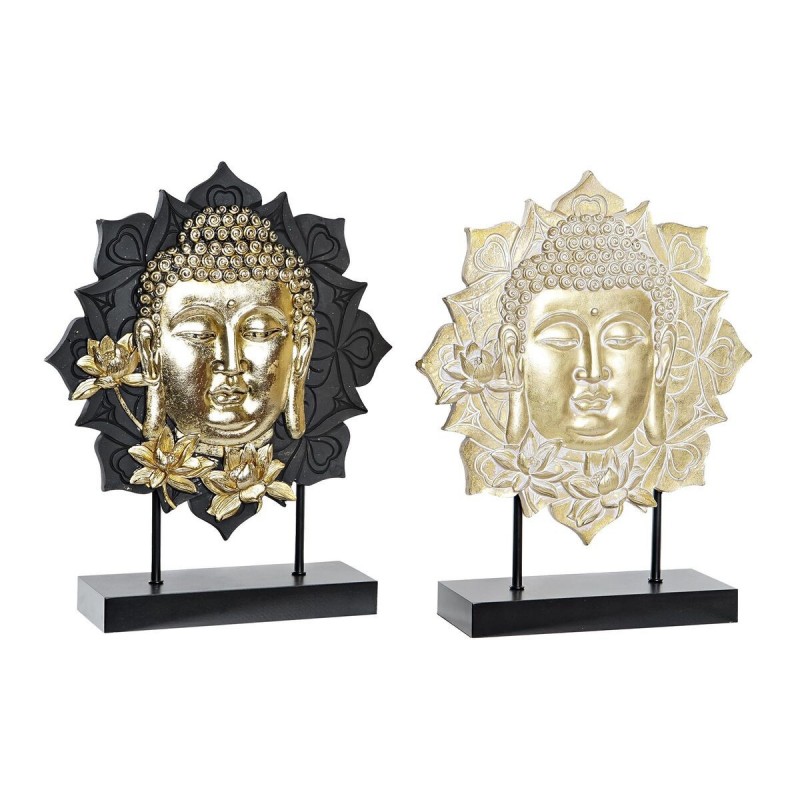 Decorative Figure DKD Home Decor Black Gold Buda MDF Resin (27 x 8 x 33.5 cm) (2 Units) - Article for the home at wholesale prices