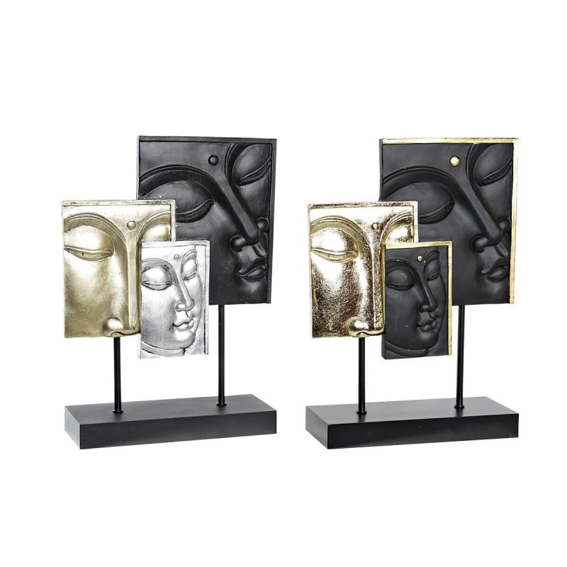 Figurine Décorative DKD Home Decor Noir Doré Buda MDF Résine (22,5 x 8 x 30,7 cm) (2 Unités) - Article pour la maison à prix grossiste