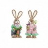 Decorative Figurine DKD Home Decor Pink Brown Polyester Rabbit Green Fiber Shabby Chic (25 x 23 x 66 cm) (2 Units) - Article for the home at wholesale prices