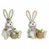 Figurine Decorative DKD Home Decor Brown Polyester Rabbit Green Multicolor Fiber Shabby Chic (28 x 22 x 40 cm) (2 Units) - Article for the home at wholesale prices