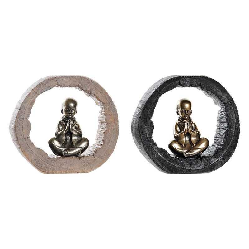 Decorative Figurine DKD Home Decor Black Gold Resin Monk (20.8 x 6.5 x 18.5 cm) (2 Units) - Article for the home at wholesale prices
