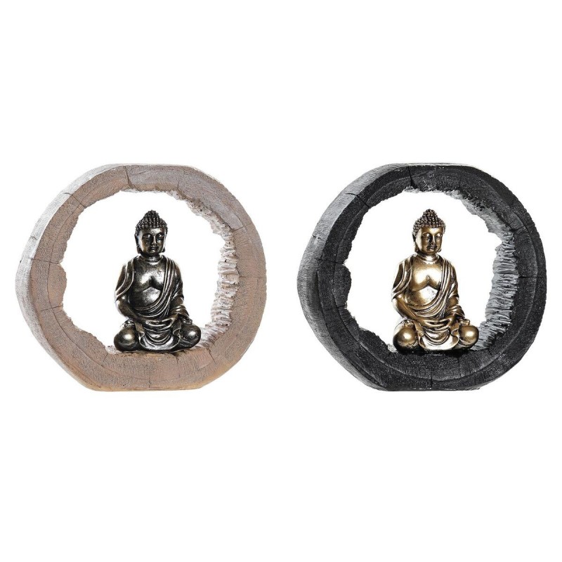 Decorative Figurine DKD Home Decor Black Gold Buda Resin (20.8 x 6 x 18.5 cm) (2 Units) - Article for the home at wholesale prices