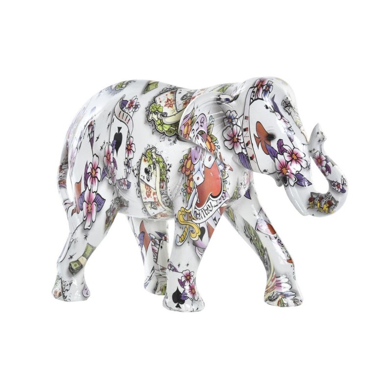 Figurine Décorative DKD Home Decor Eléphant Blanc Résine Multicouleur (23 x 9 x 17 cm) - Article pour la maison à prix grossiste