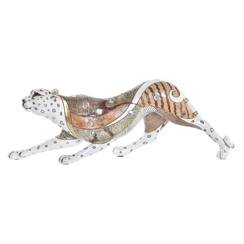 Figurine Décorative DKD Home Decor Orange Blanc Léopard Résine (37 x 10 x 13 cm) à prix de gros - Article pour la maison à prix grossiste