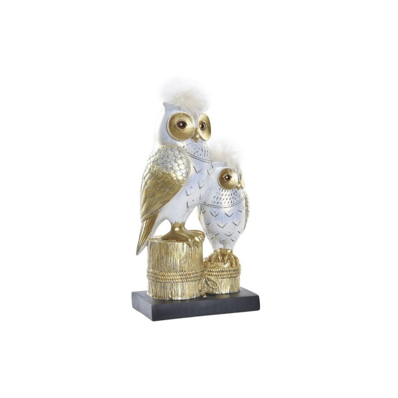 Decorative Figurine DKD Home Decor Owls Golden White Traditional Resin (14.5 x 9 x 26 cm) - Article for the home at wholesale prices