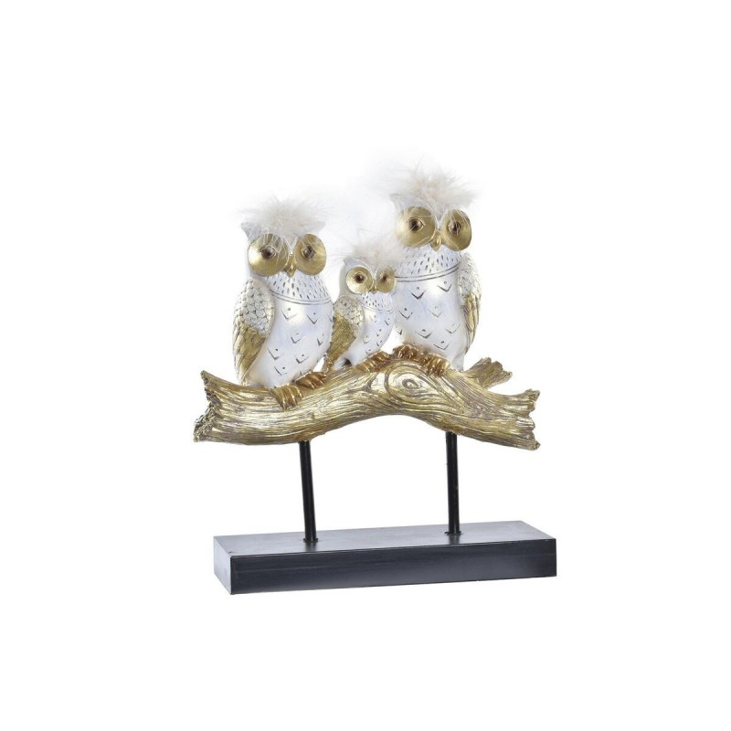 Decorative Figurine DKD Home Decor Owl Trunk Black Gold White Traditional Resin (24 x 9 x 26 cm) - Article for the home at wholesale prices