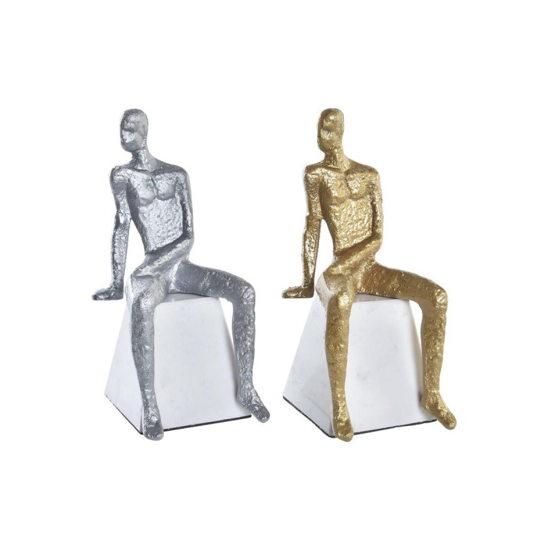 Figurine Décorative DKD Home Decor Argenté Noir Blanc Homme Marbre Fer Moderne (11 x 12 x 28 cm) (2 Unités) - Article pour la maison à prix grossiste