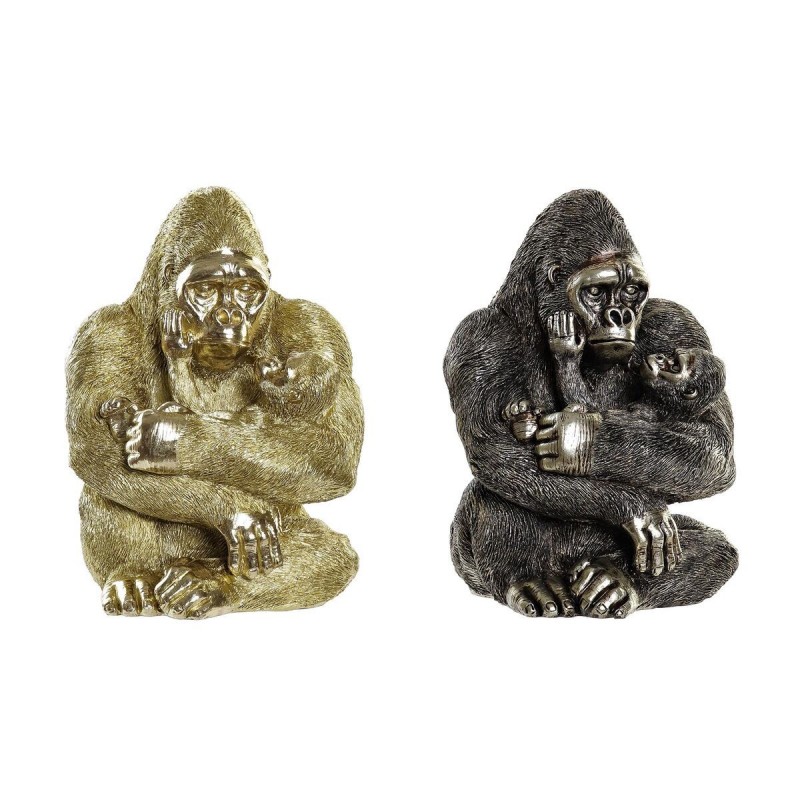 Decorative Figurine DKD Home Decor Silver/Gold Resin Gorilla (22 x 23.5 x 31 cm) (2 Units) - Article for the home at wholesale prices