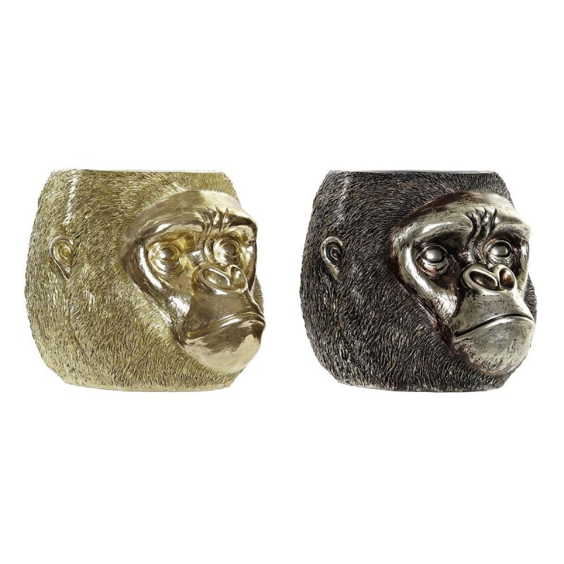Decorative Figurine DKD Home Decor Silver/Gold Resin Gorilla (20 x 24.5 x 18.5 cm) (2 Units) - Article for the home at wholesale prices