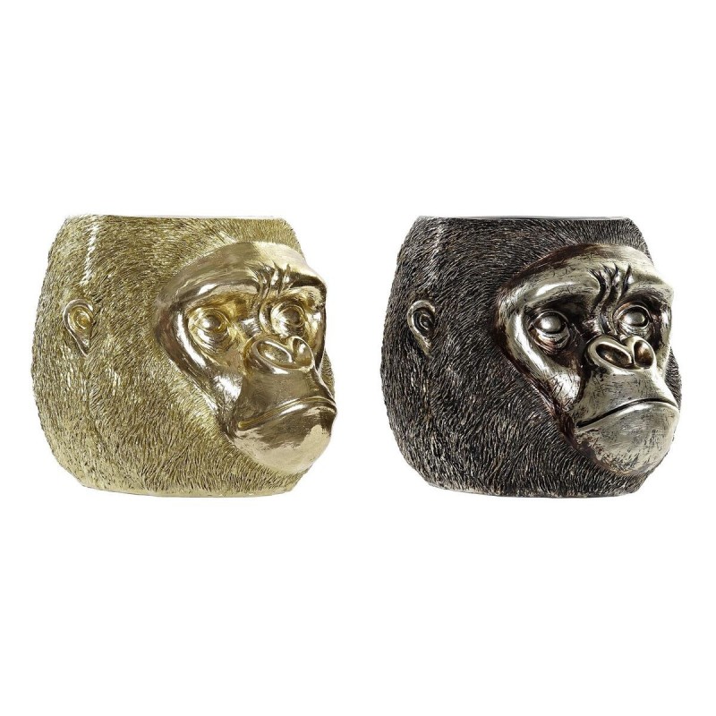 Figurine Décorative DKD Home Decor Argenté Doré Résine Gorille (20 x 24,5 x 18,5 cm) (2 Unités) - Article pour la maison à prix de gros