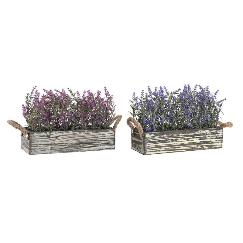 Decorative plant DKD Home Decor Wood Lila Fuchsia PE (30 x 12 x 21 cm) (2 Units) - Article for the home at wholesale prices