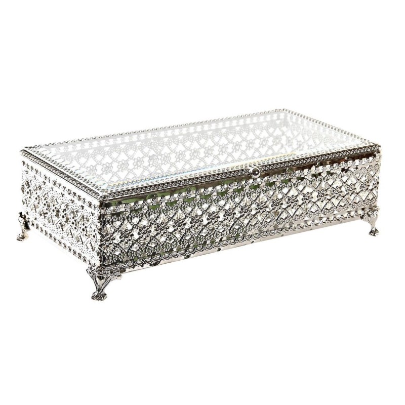 DKD Home Decor Silver Glass Metal Jewelry Box (25.5 x 12.5 x 7.5 cm) - Article for the home at wholesale prices