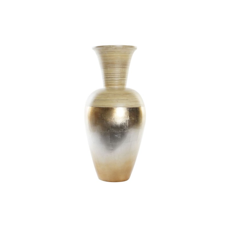 Vase DKD Home Decor Natural Silver Gold Black mother-of-pearl Bamboo Tropical Plant leaf (25 x 25 x 53 cm) - Article for the home at wholesale prices