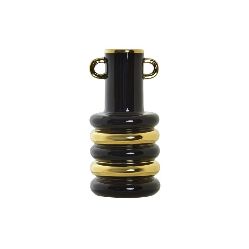 Vase DKD Home Decor Porcelaine Noir Doré Bicolore Moderne (15 x 15 x 29 cm) - Article pour la maison à prix de gros