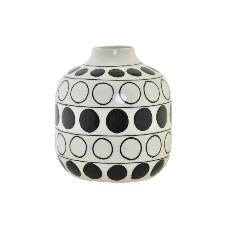 Vase DKD Home Decor Porcelain Black White Modern Circles (16 x 16 x 18 cm) - Article for the home at wholesale prices