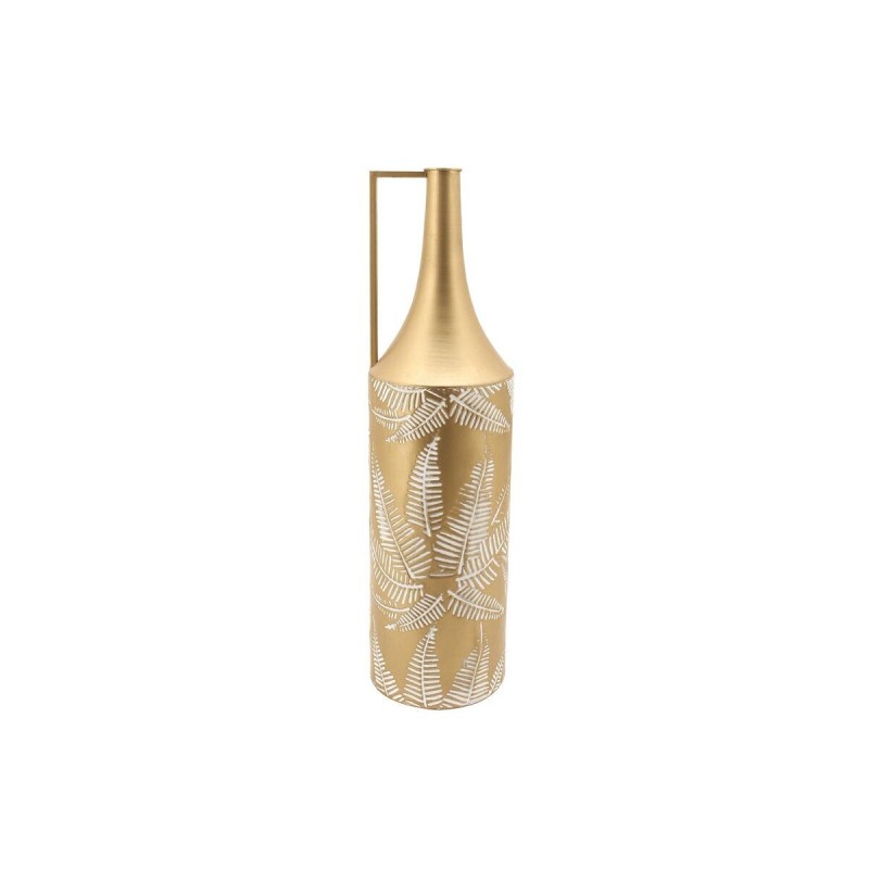 Vase DKD Home Decor Doré Métal Crème Tropical Feuille d'une plante (21 x 21 x 81 cm) - Article pour la maison à prix de gros