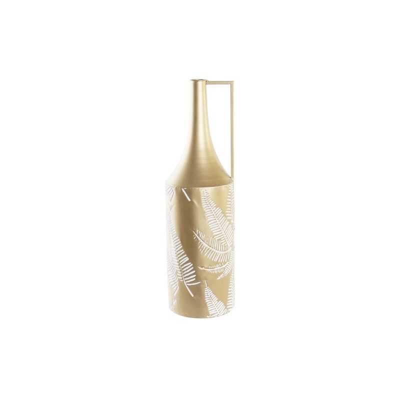 Vase DKD Home Decor Doré Métal Crème Tropical Feuille d'une plante (21 x 21 x 71 cm) - Article pour la maison à prix grossiste