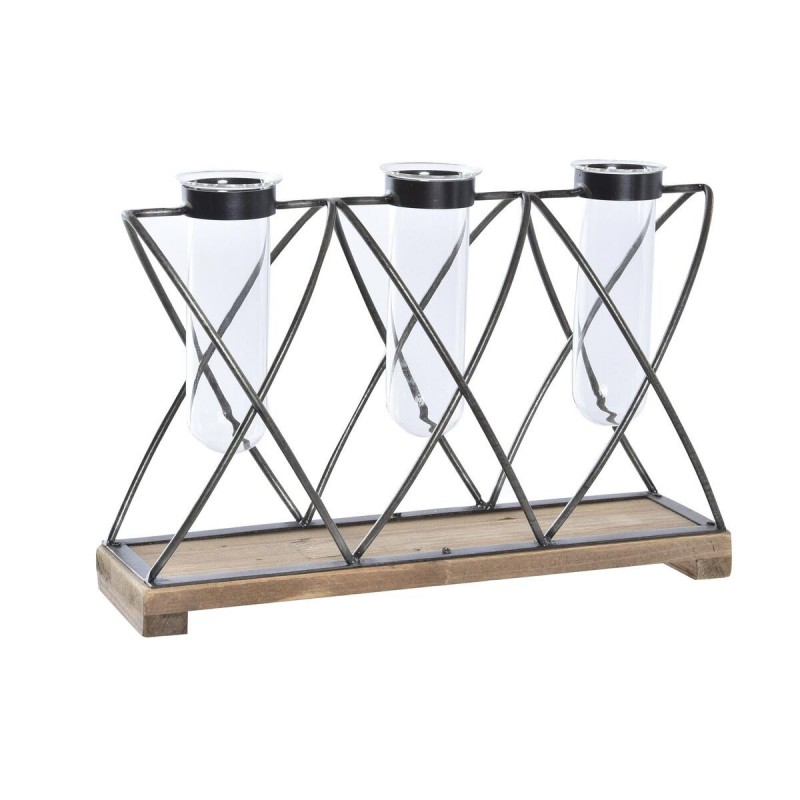 Vase DKD Home Decor Verre Noir Métal Marron Transparent Cottage (36,5 x 11,5 x 23,5 cm) à prix grossiste - Article pour la maison à prix de gros