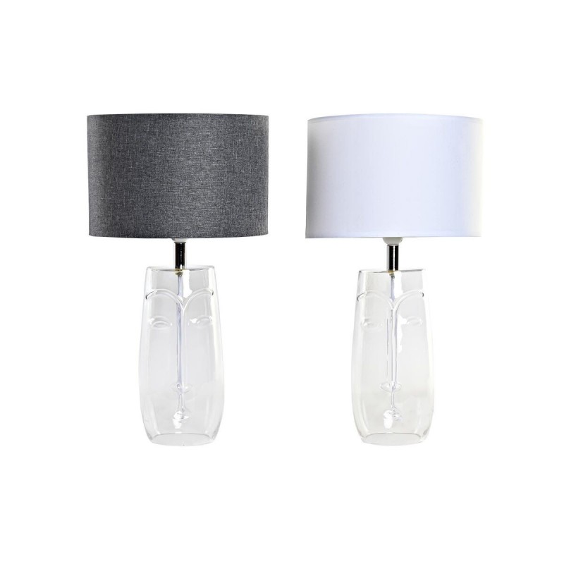 Lampe de bureau DKD Home Decor Visage Transparent Blanc Gris clair Moderne (2 Unités) (30 x 30 x 54 cm) - Article pour la maison à prix grossiste