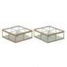 Jewelry box DKD Home Decor Glass Metal Aluminium (15 x 15 x 5.5 cm) (2 Units) - Article for the home at wholesale prices