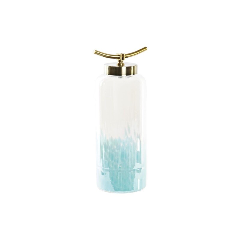 Vase DKD Home Decor Verre Bleu Doré Métal méditerranéen (19 x 15 x 41 cm) (Ø 14 cm) à prix grossiste - Article pour la maison à prix de gros