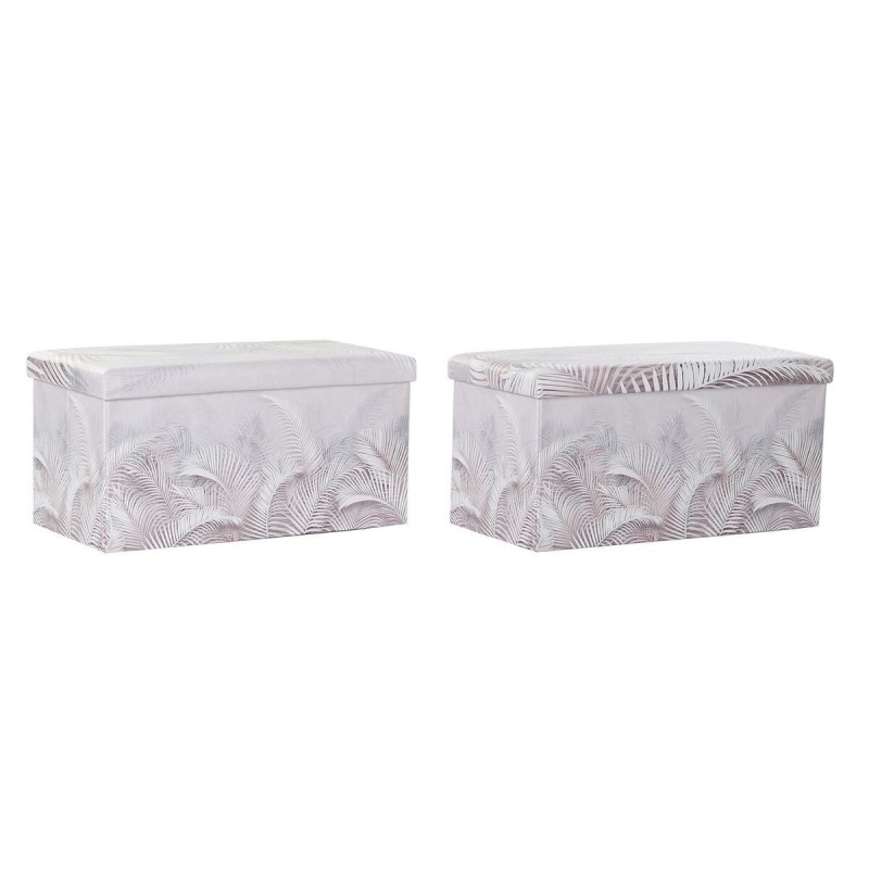 DKD Home Decor Foldable Multipurpose Box Tropical PU Grey (71.5 x 35 x 36 cm) (2 Units) - Article for the home at wholesale prices