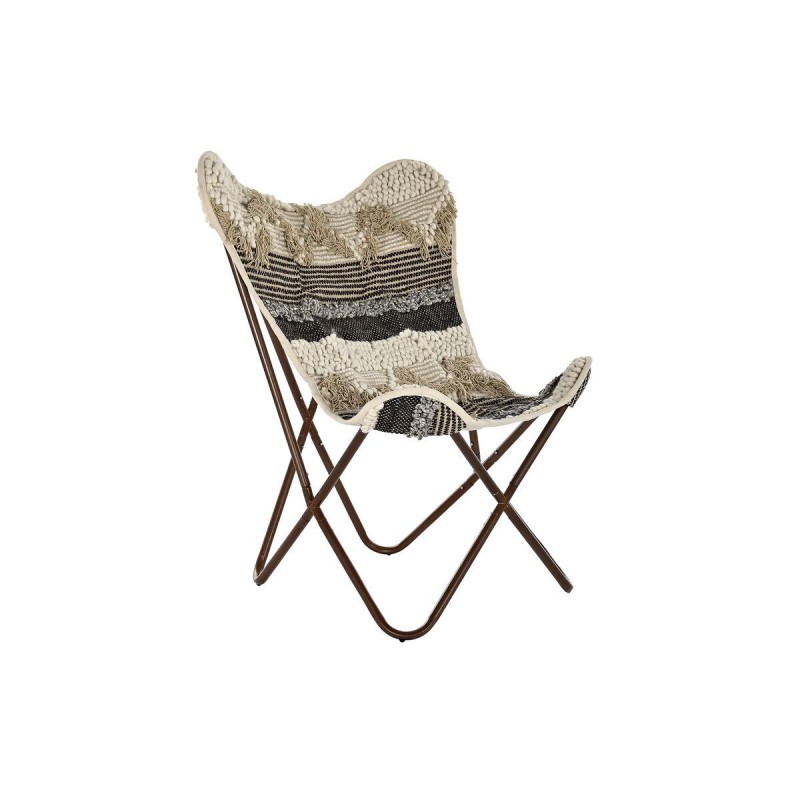 Garden chair DKD Home Decor Black Brown Cotton Iron (74 x 65 x 90 cm) - Article for the home at wholesale prices