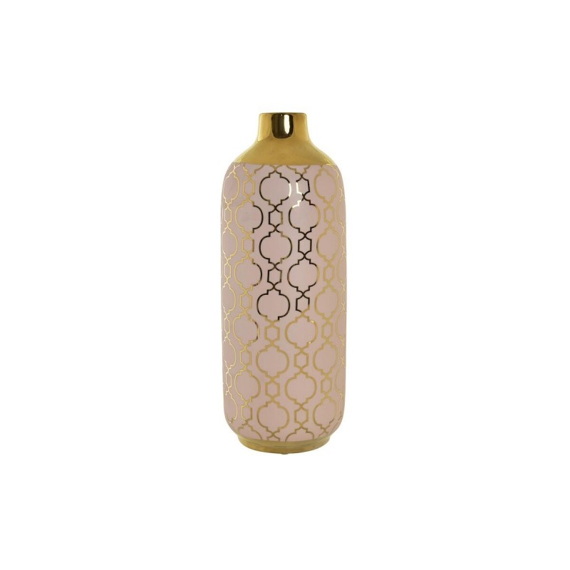 Vase DKD Home Decor Porcelaine Rose Doré Oriental (15 x 15 x 41,5 cm) - Article pour la maison à prix grossiste