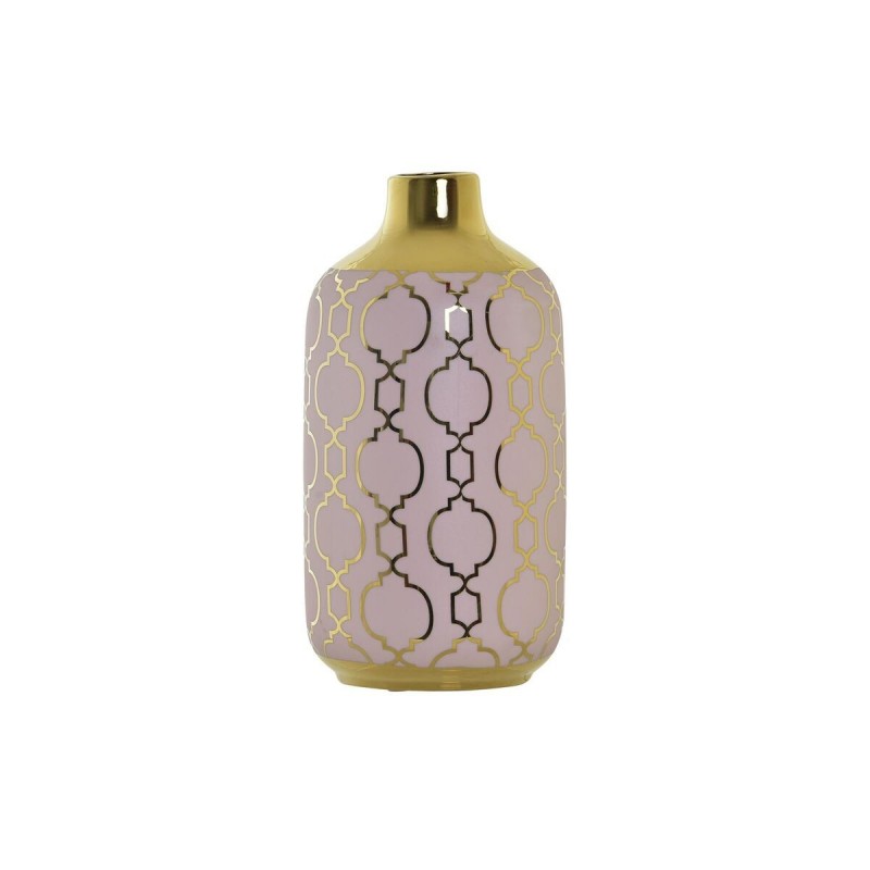 Vase DKD Home Decor Porcelaine Rose Doré Oriental (13 x 13 x 26 cm) à prix grossiste - Article pour la maison à prix de gros