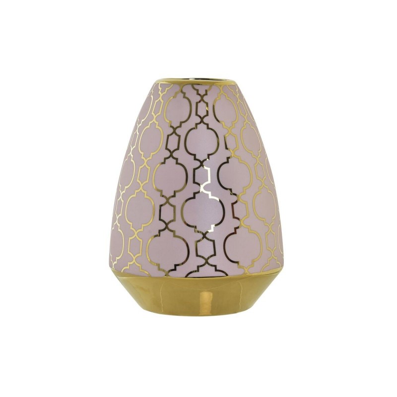 Vase DKD Home Decor Porcelaine Rose Doré Oriental (18 x 18 x 24 cm) à prix de gros - Article pour la maison à prix grossiste