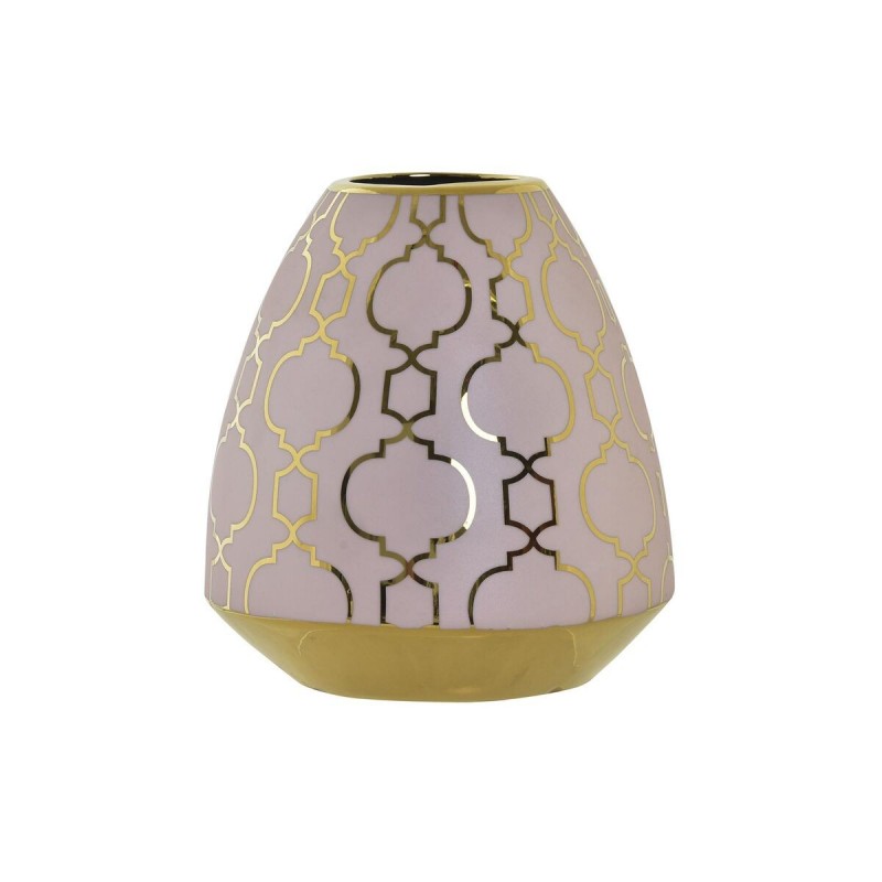Vase DKD Home Decor Porcelaine Rose Doré Oriental (16 x 16 x 18 cm) - Article pour la maison à prix de gros