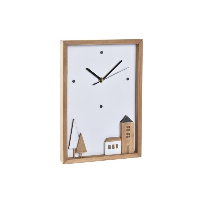 Wall Clock DKD Home Decor Wood White Houses (20 x 4 x 30 cm) - Article for the home at wholesale prices