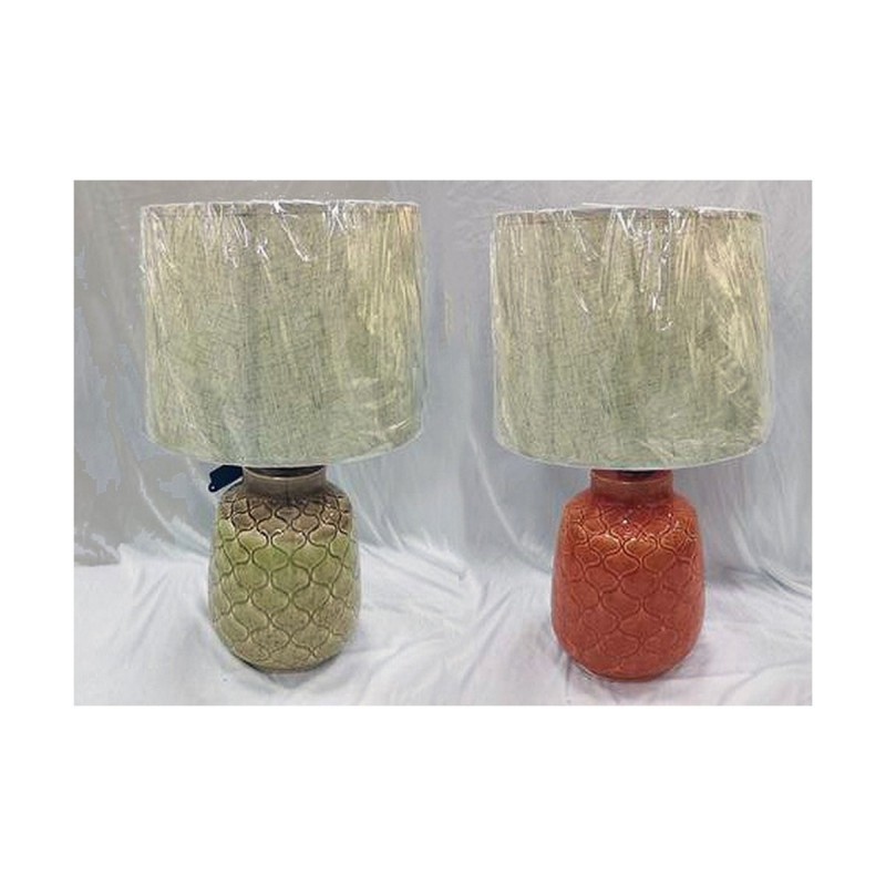 Lampe de bureau DKD Home Decor Porcelaine Beige Orange Polyester Vert 220 V 50 W (2 Unités) (32 x 32 x 53 cm) - Article pour la maison à prix de gros