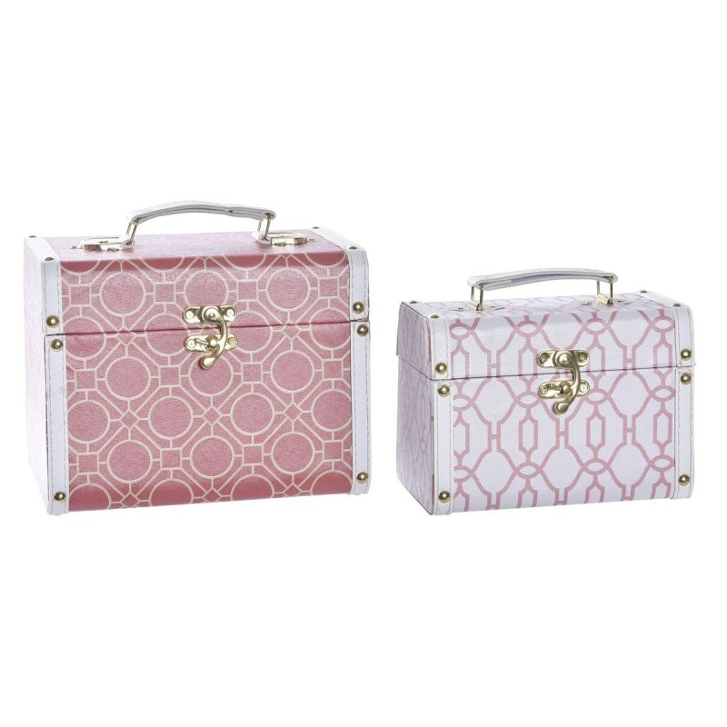 Set de boîtes décoratives DKD Home Decor Toile Bois (24 x 18 x 19 cm) - Article pour la maison à prix grossiste