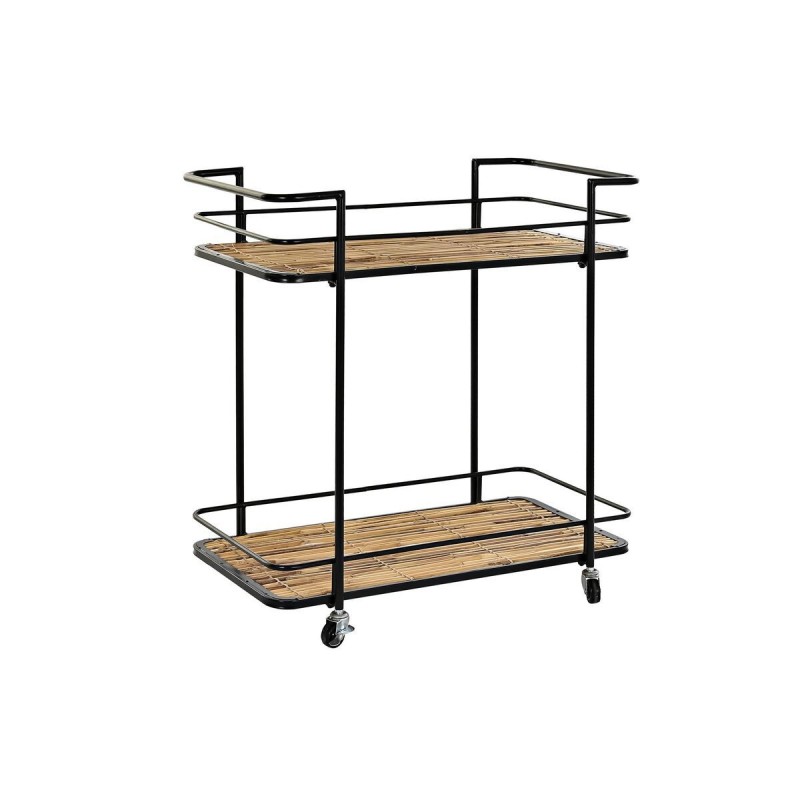 DKD Home Decor Natural Black Metal Rattan serving cart (68 x 37.5 x 70.5 cm) - Article for the home at wholesale prices